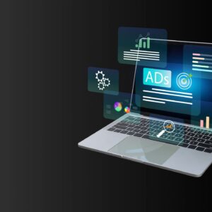 Digital marketing commerce online sale concept, laptop computer with Ads dashboard digital marketing strategy analysis for branding, Online advertising concept, Web and social media marketing.